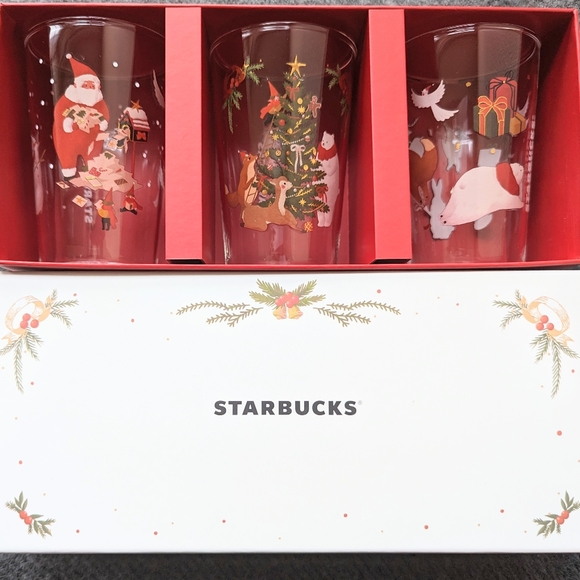 Starbucks Asia holiday glass 3-cup box set BNWT